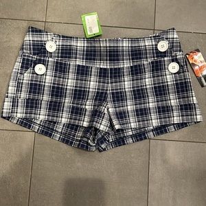 Necessary Objects Blue and White Plaid Shorts